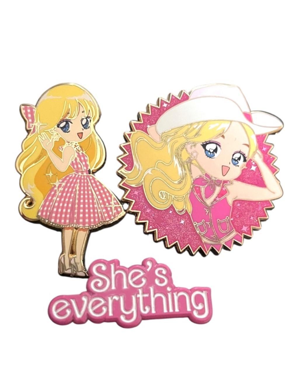 Barbie Movie Inspired Enamel Pins Bundle She’s Everything Pink Glitter Holy Pins